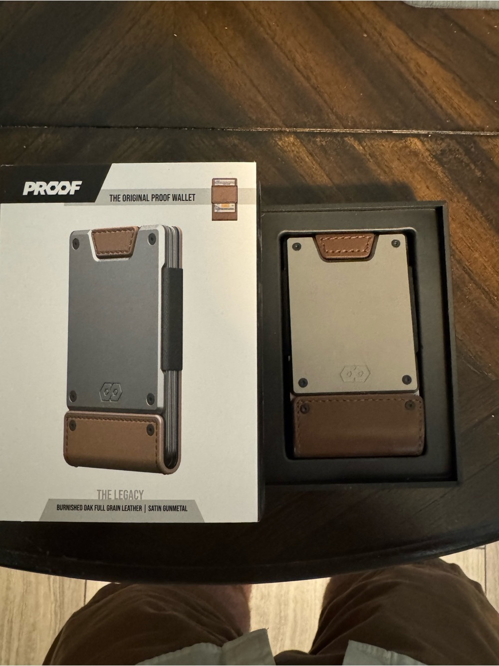PROOF The Legacy Wallet - Satin Gunmetal with Burnished Oak Leather - Picture 2 of 5